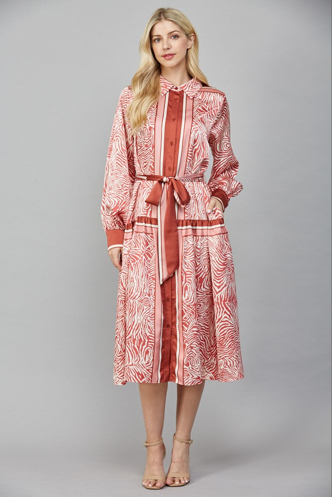 Animal Print Satin Midi Dress