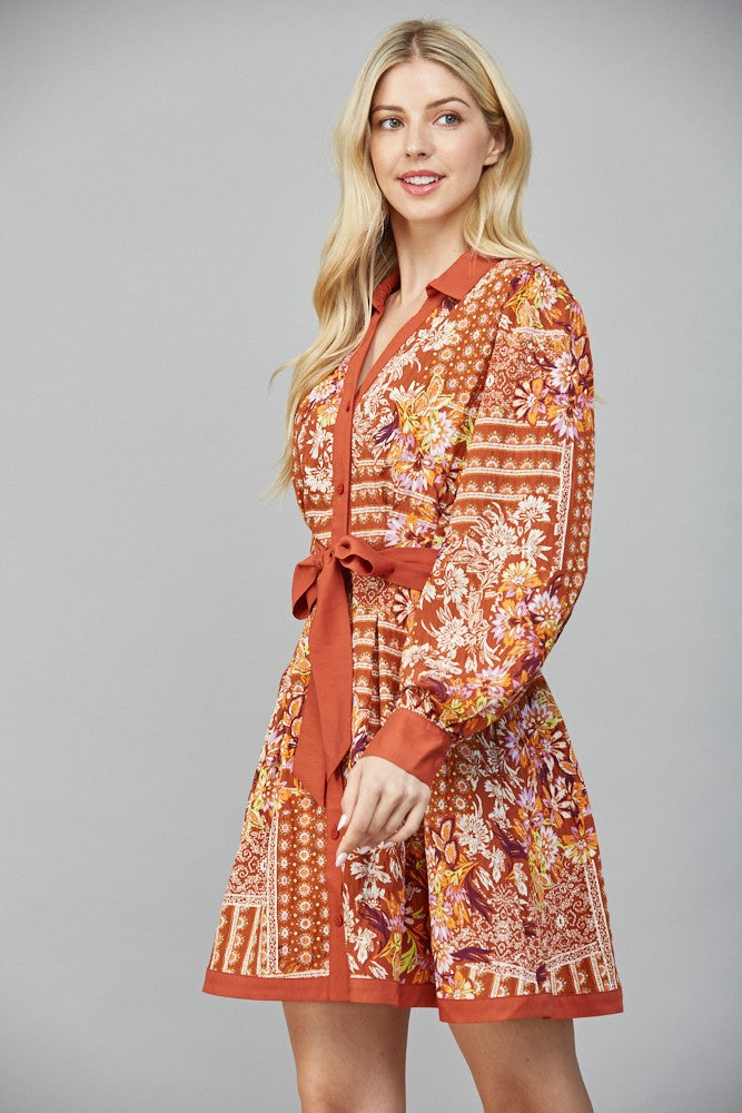 Rustic Harvest Floral Shirt Dress