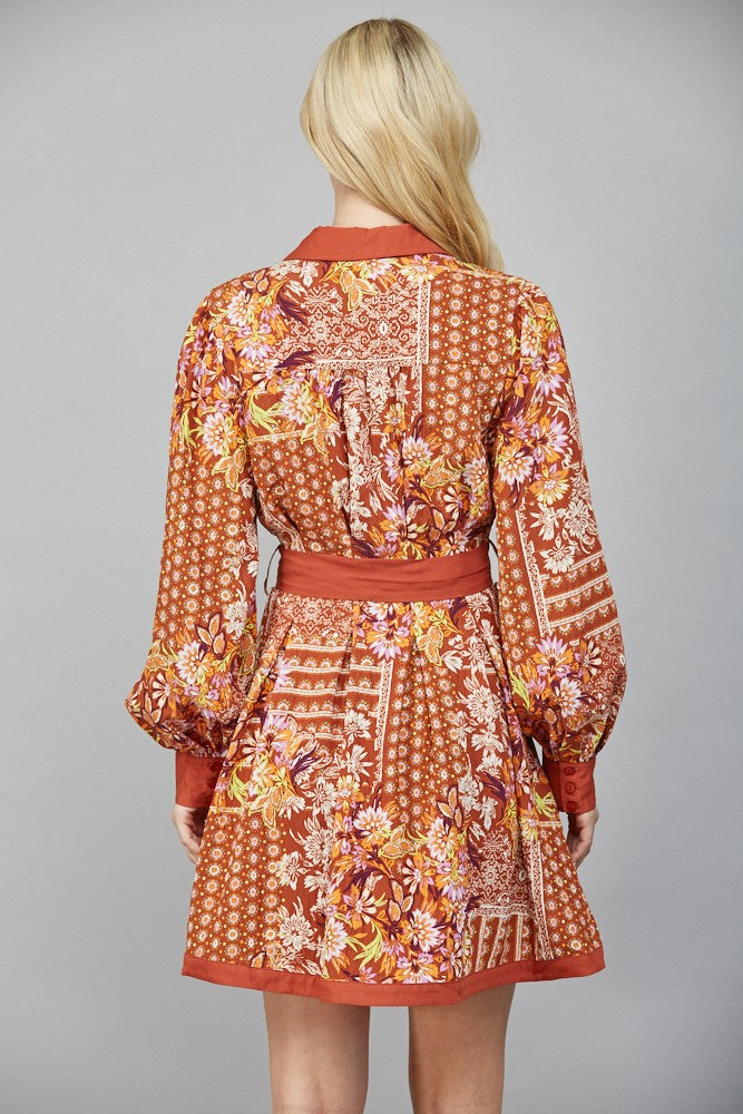Rustic Harvest Floral Shirt Dress