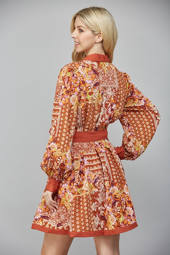 Rustic Harvest Floral Shirt Dress