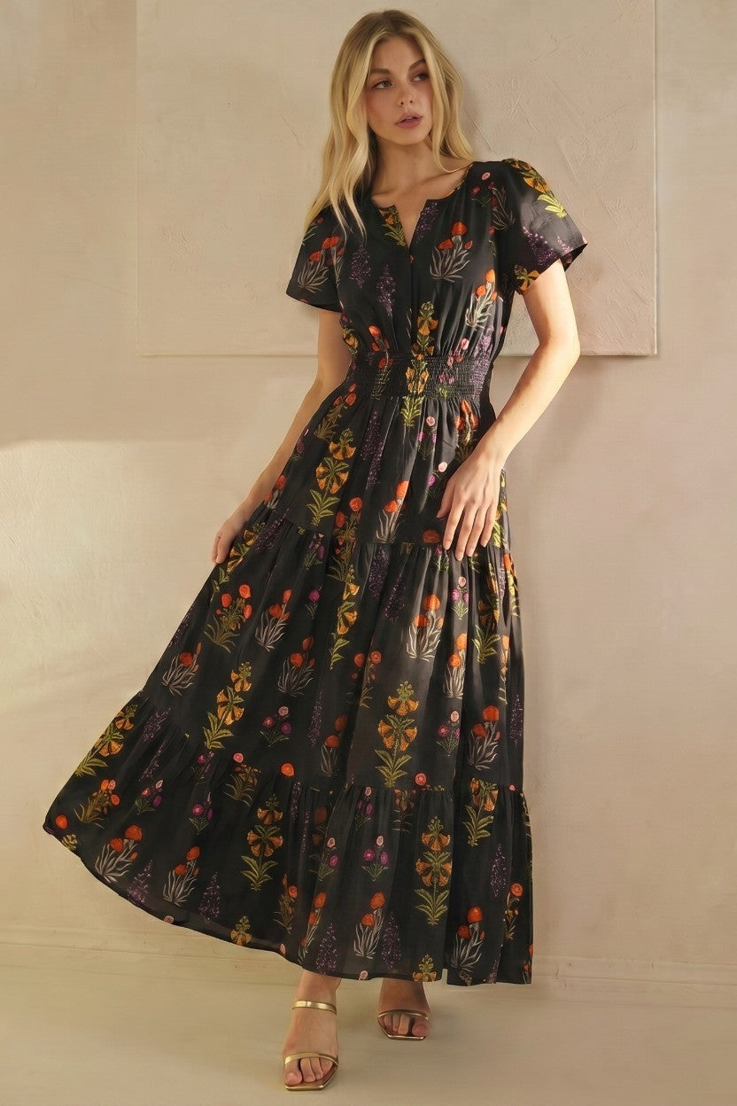 maxi dress for autumn Bloom Floral – Bliss and mustard colored abstract princess_dress Skin tone/hair color:Light/Natural A-Line Gray Blue Tulle