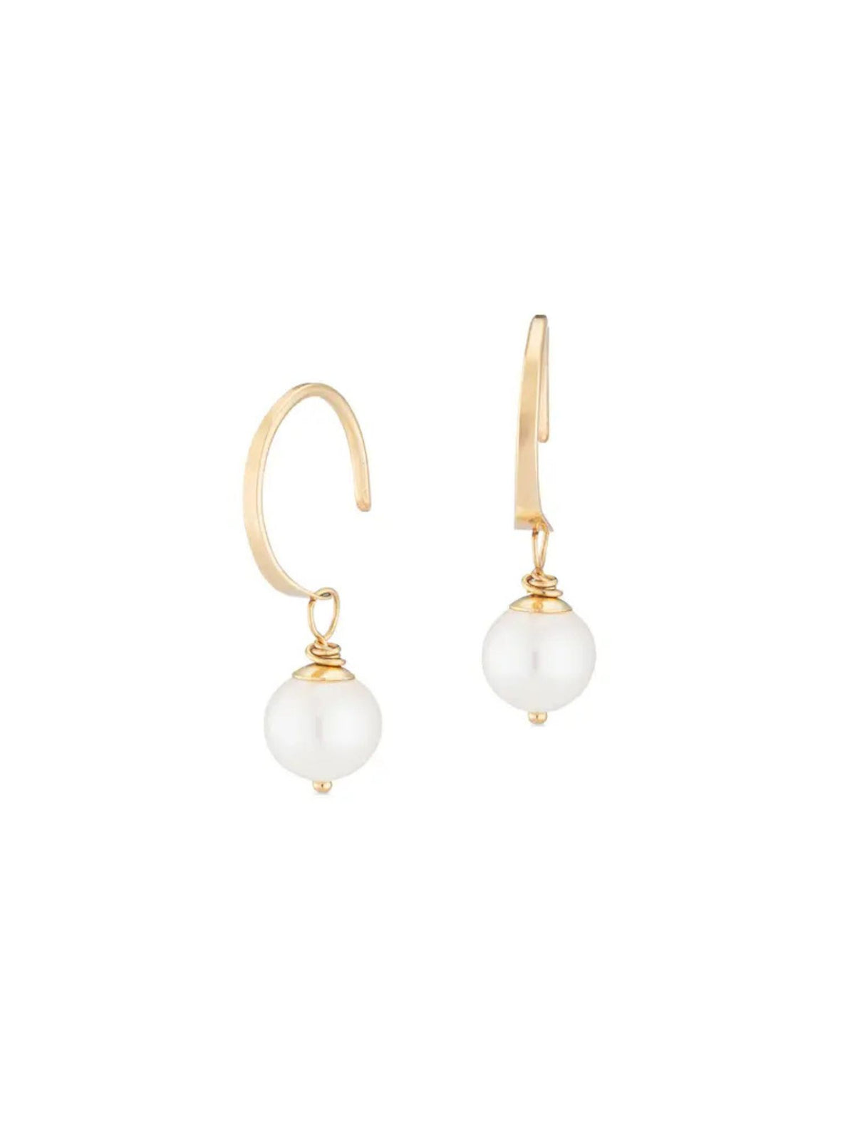 Ella Pearl Drop Huggies: Gold