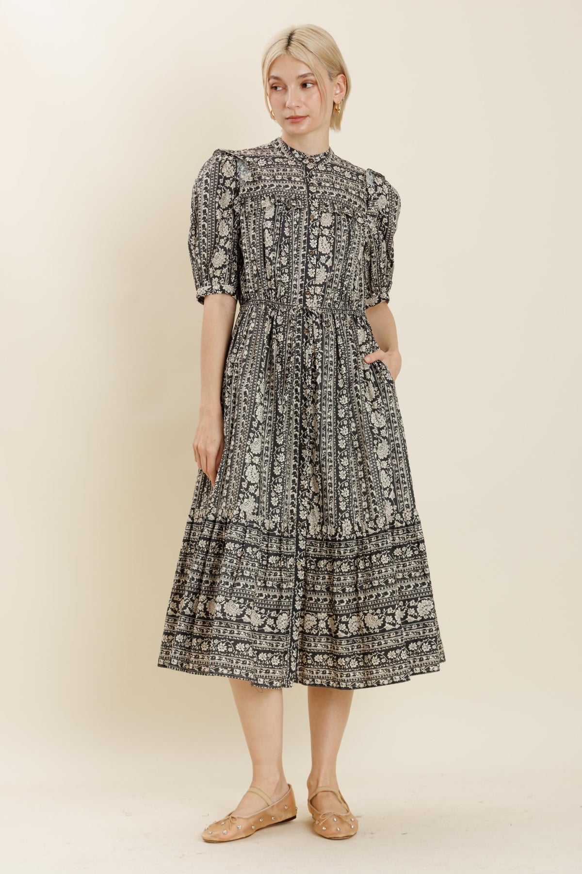 Shadow Petal Midi Dress