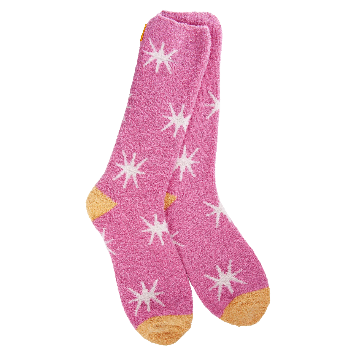 worlds softest cozy cali crew socks in starburst azalea
