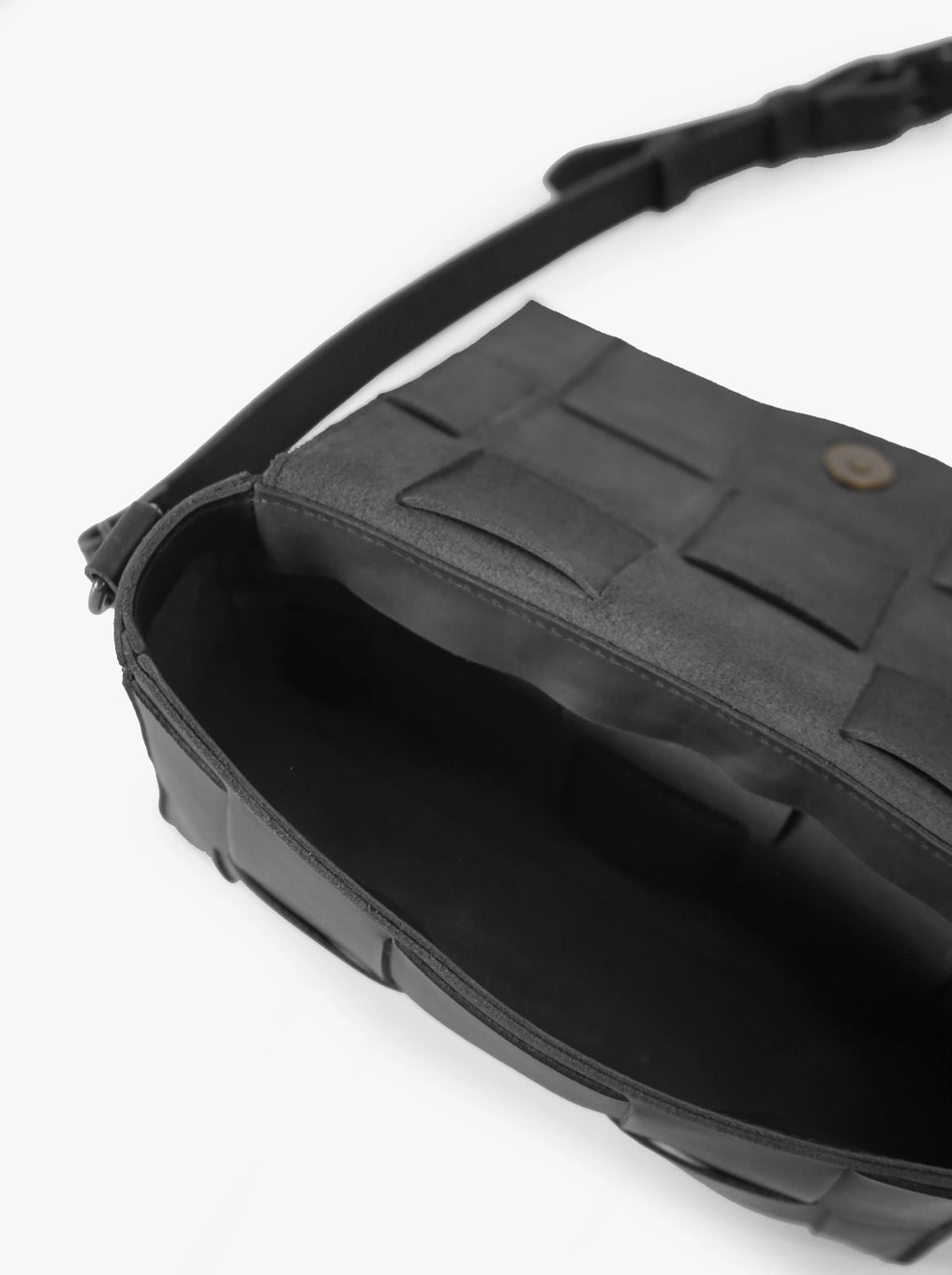 ABLE Mini Flap Woven Leather Crossbody Bag Black