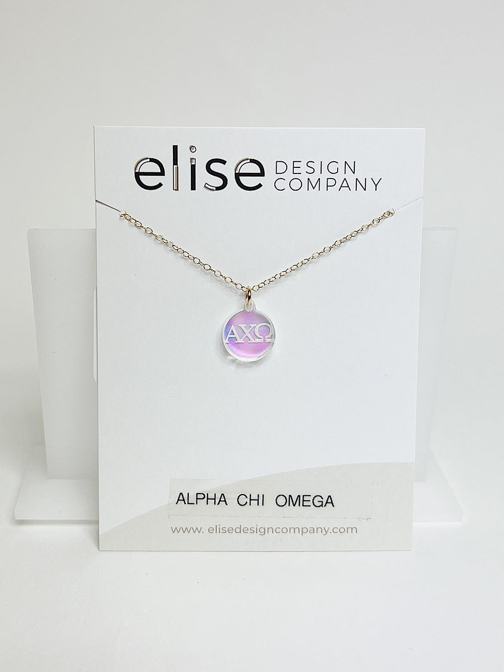 acrylic sorority greek letters chain pendant disc necklace-alpha chi omega