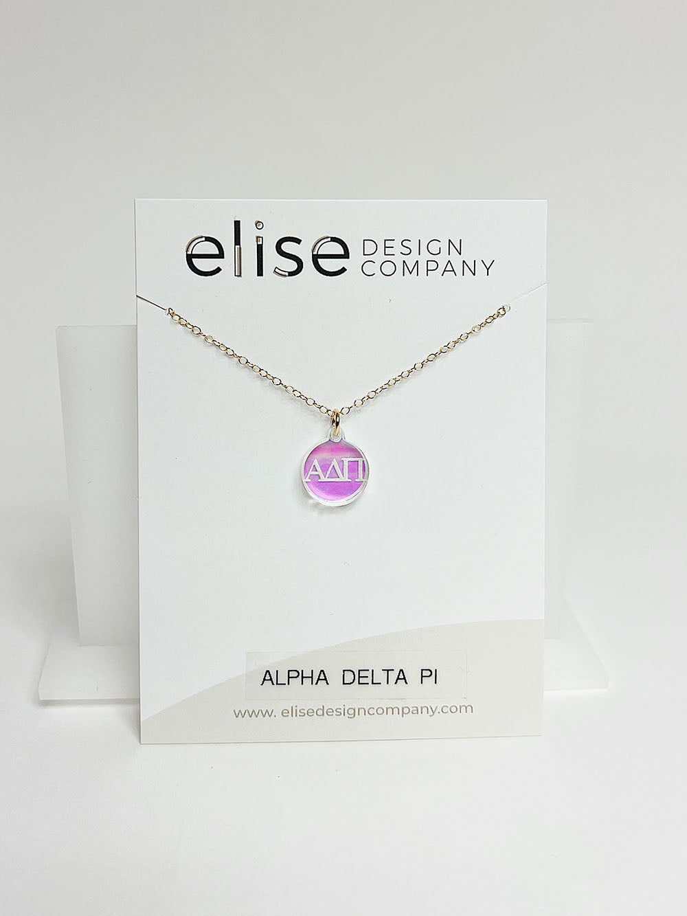 acrylic sorority greek letters chain pendant disc necklace-alpha delta pi