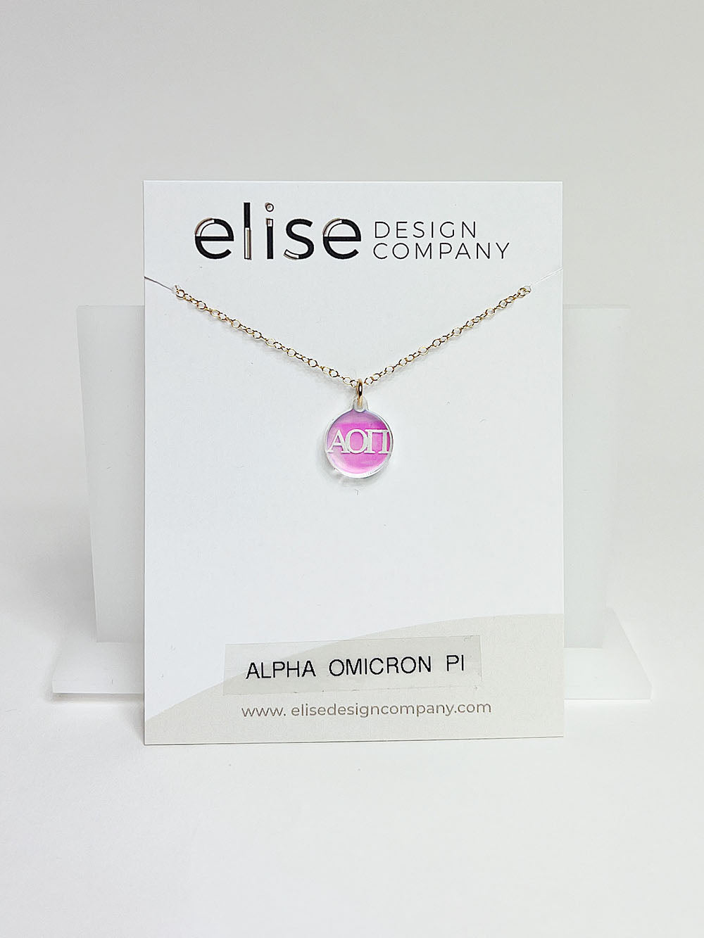 acrylic sorority greek letters chain pendant disc necklace-alpha omicron pi