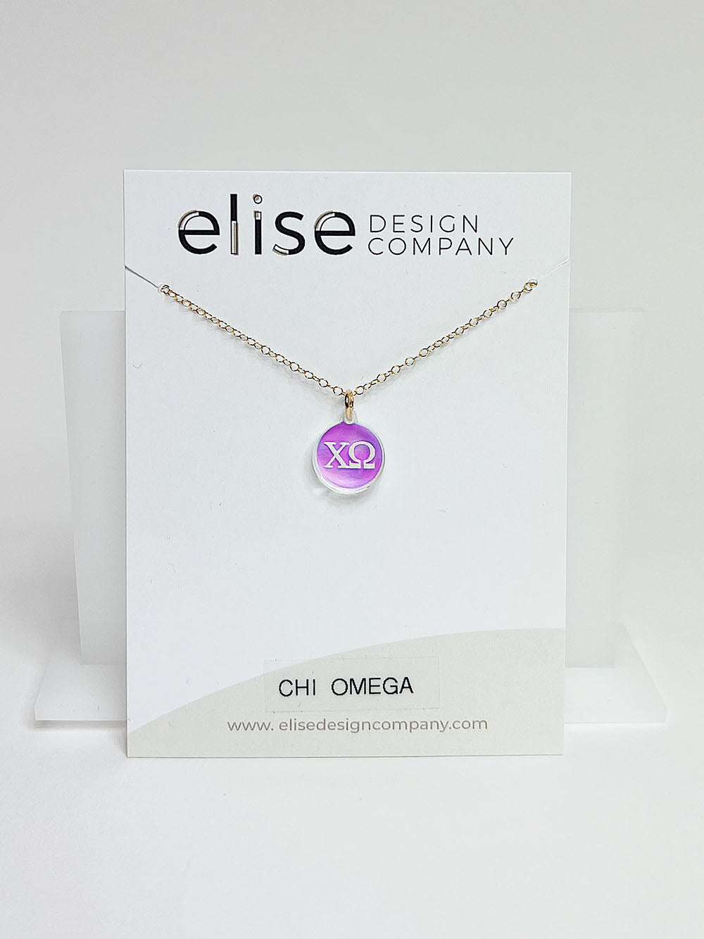 acrylic sorority greek letters chain pendant disc necklace-chi omega