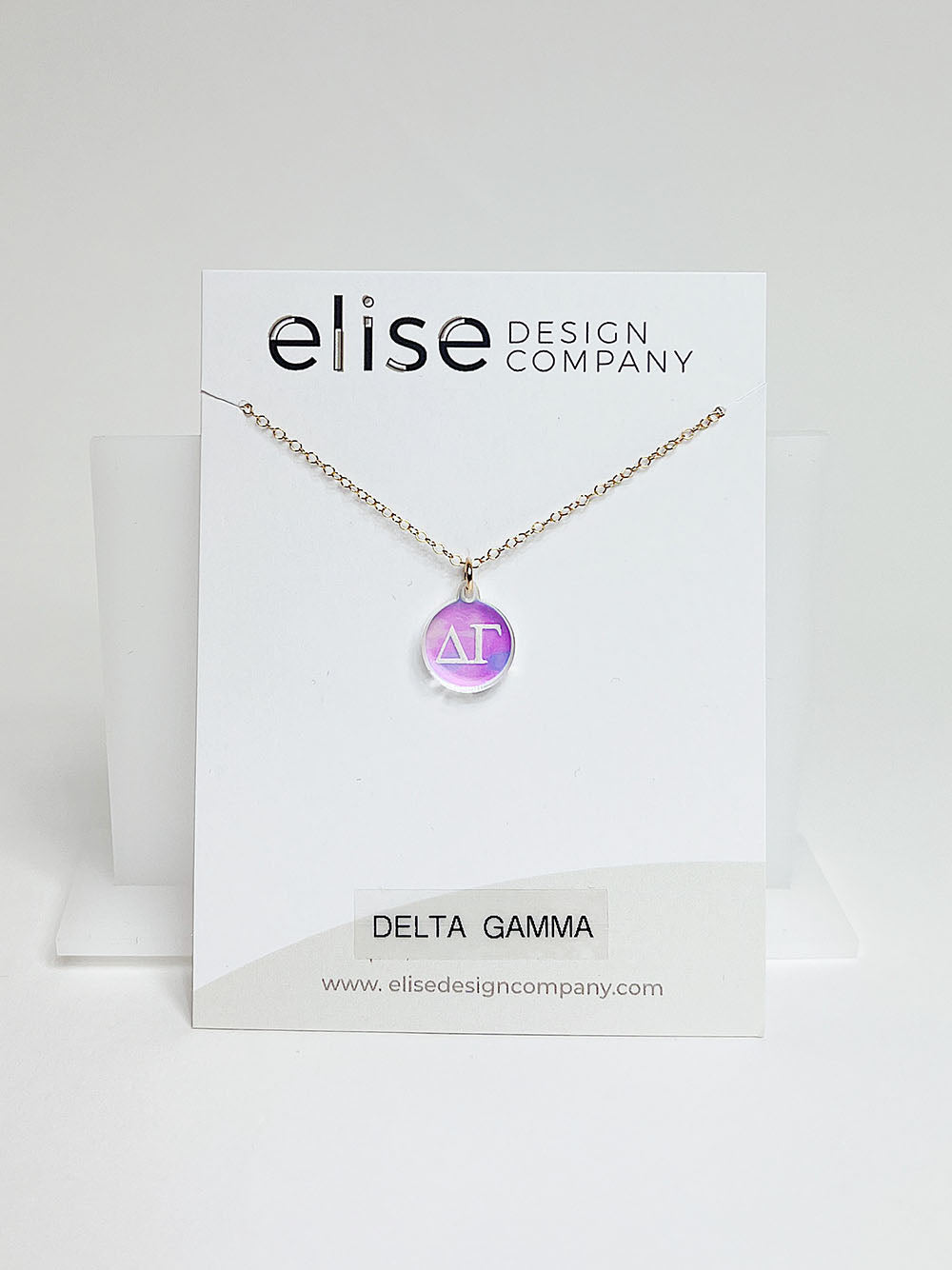 acrylic sorority greek letters chain pendant disc necklace-delta gamma