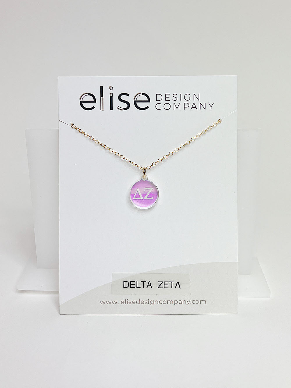 acrylic sorority greek letters chain pendant disc necklace-delta zeta