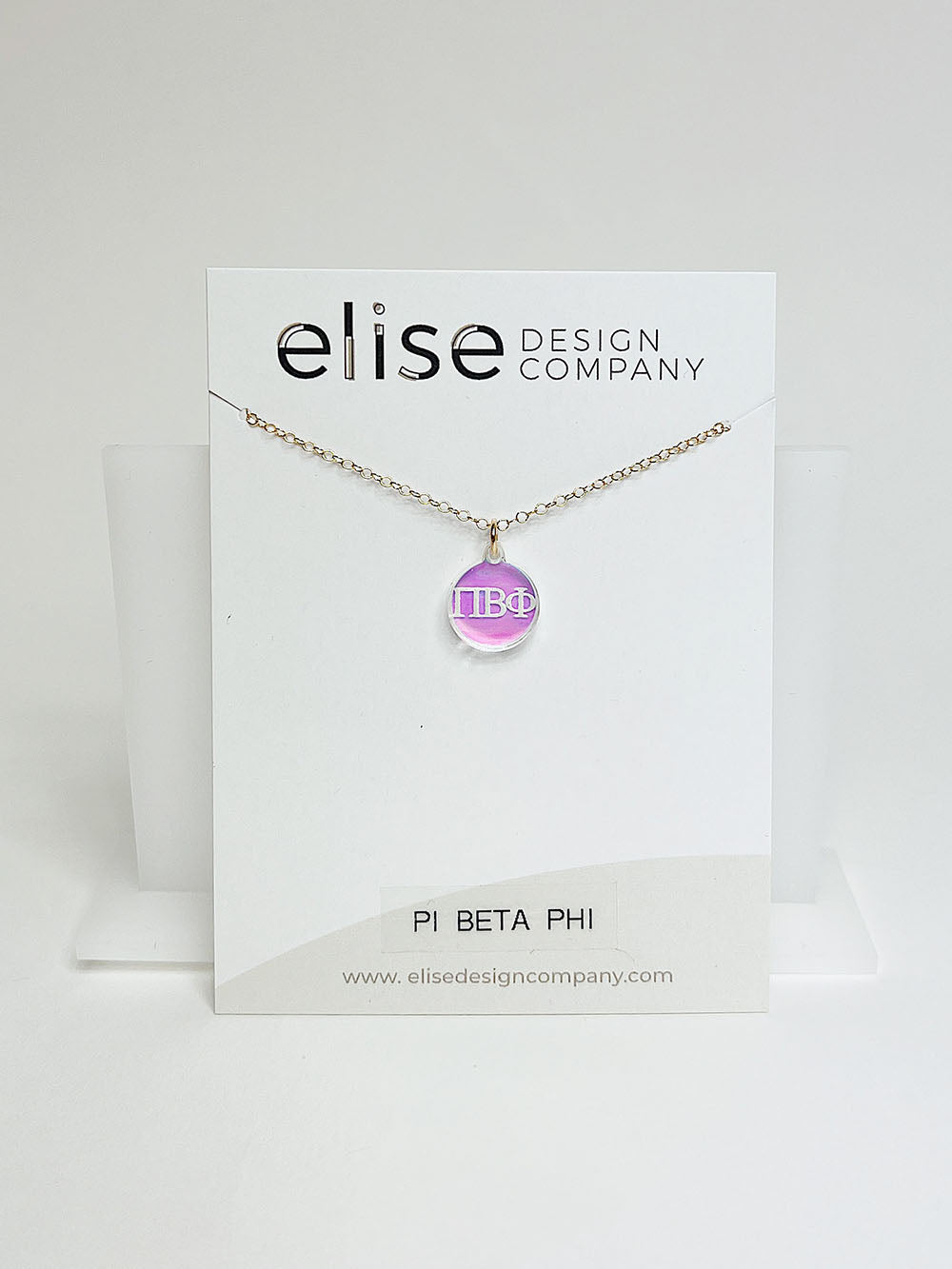 acrylic sorority greek letters chain pendant disc necklace-pi beta phi