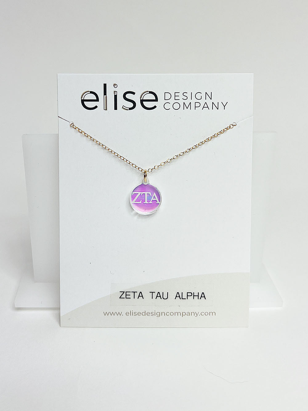 acrylic sorority greek letters chain pendant disc necklace-zeta tau alpha