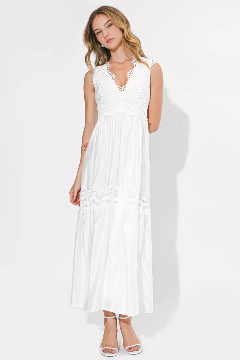 Adelyn Rae Charlotte Lace Contrast Maxi Dress