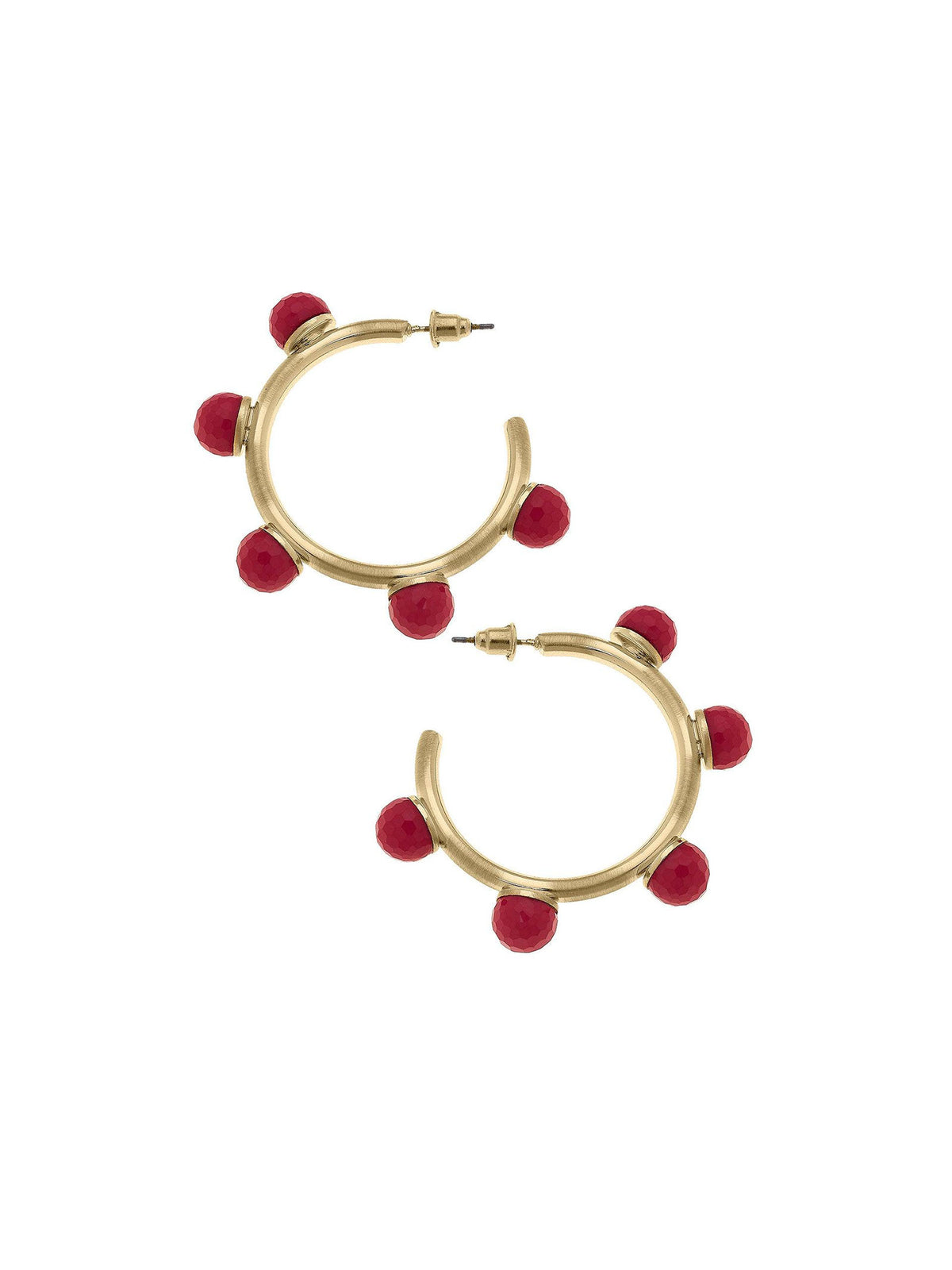 allison resin fuschia beaded hoop earrings