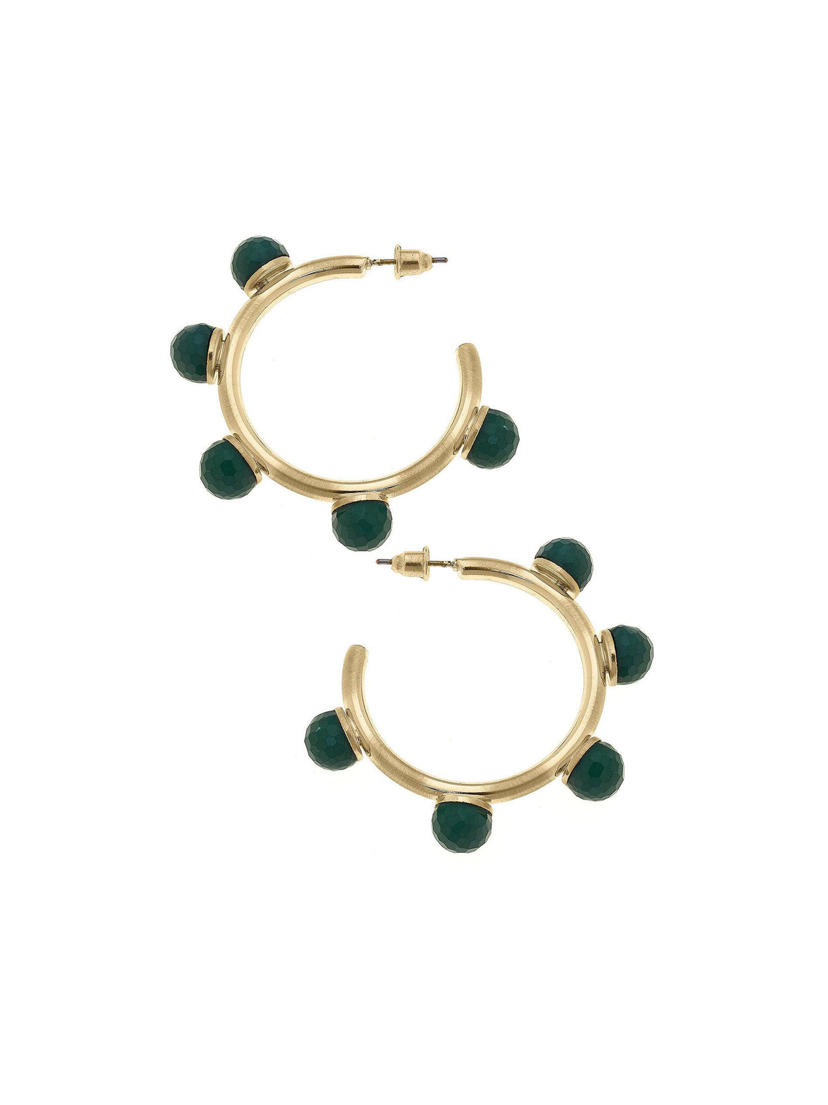 allison resin green beaded hoop earrings