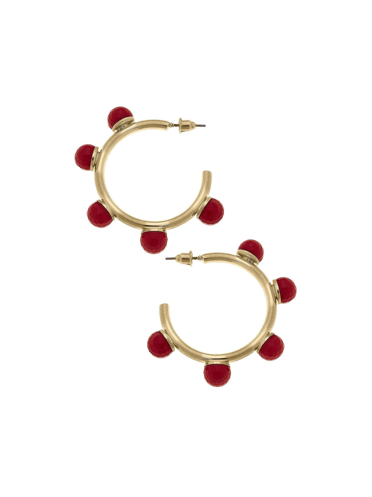 allison resin red beaded hoop earrings