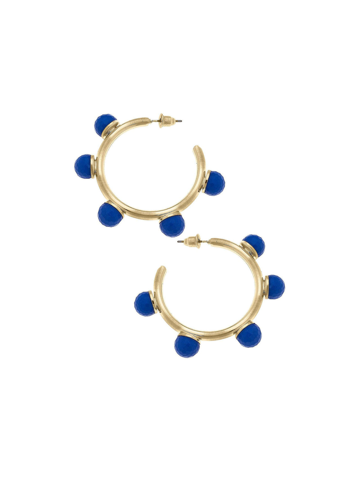 allison resin royal blue beaded hoop earrings