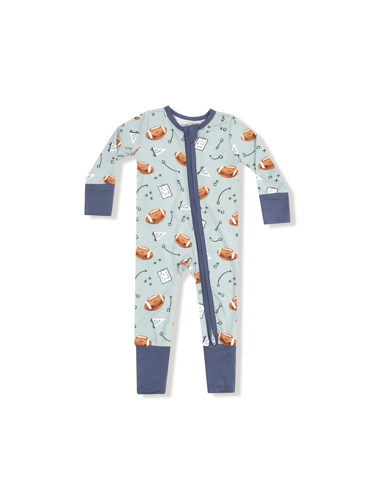 Angel Dear 2-Way Zipper Romper Touchdown Time Grey Mist