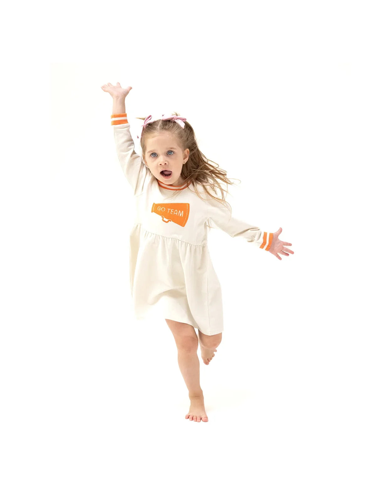 Angel Dear Baby & Toddler Orange & White Varsity Go Team Dress