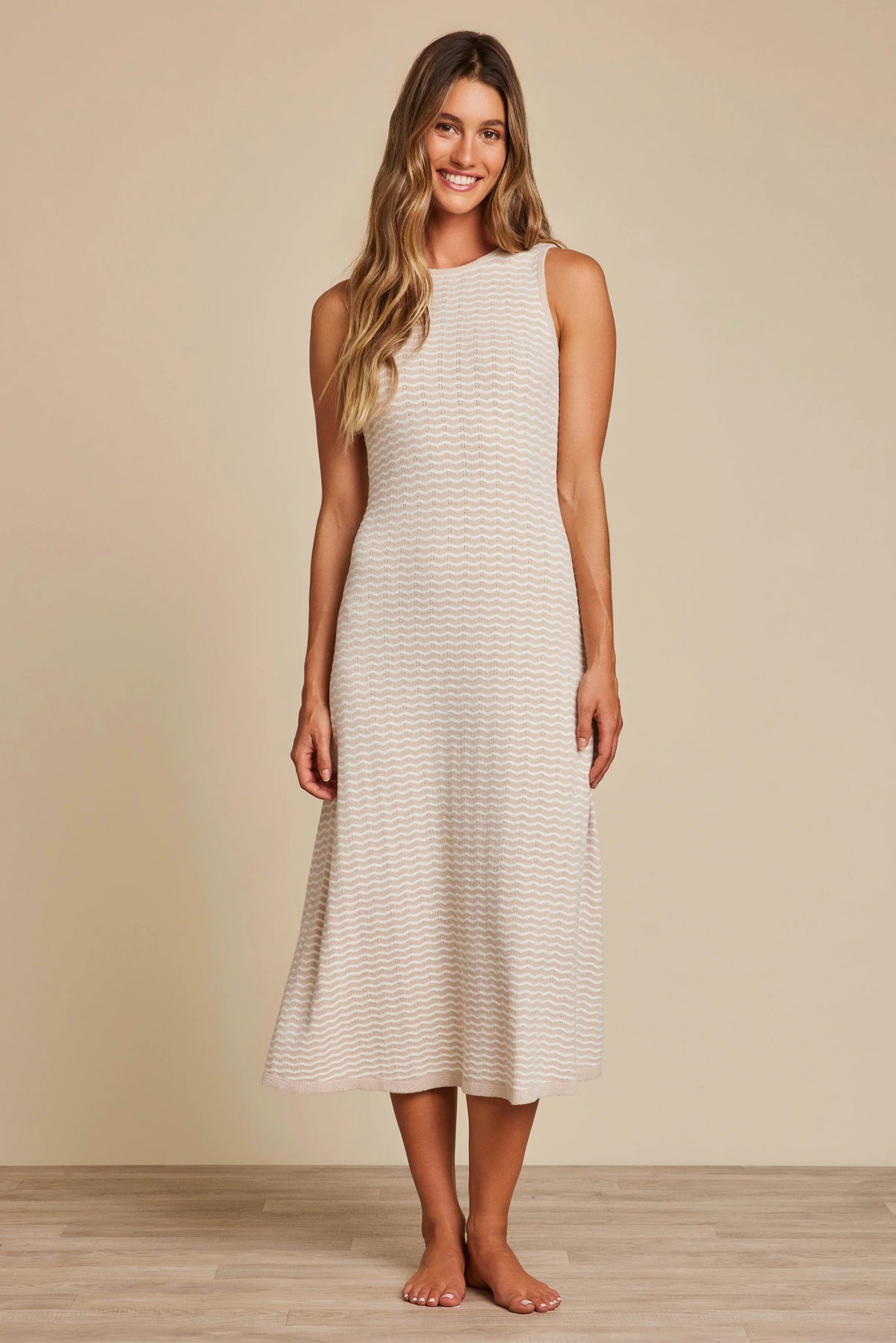 Barefoot Dreams CozyChic Ultra Lite® Pointelle Tank Dress in stone pearl