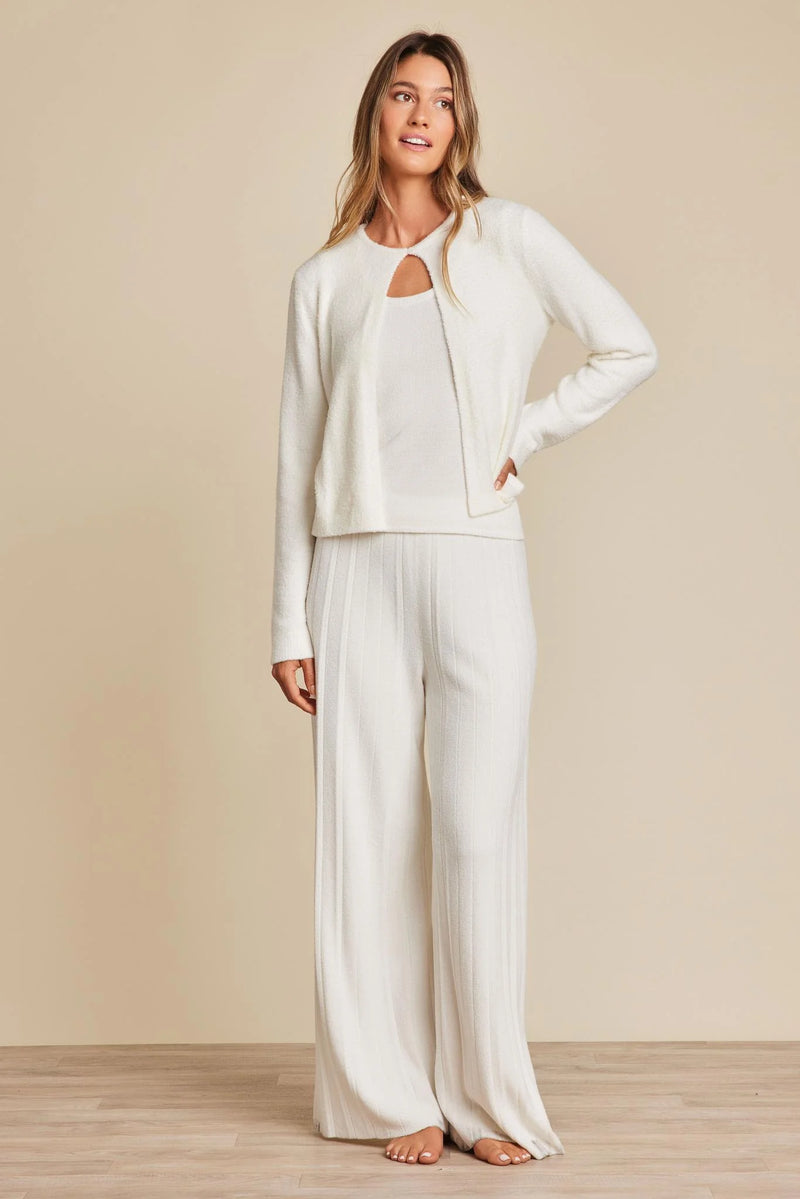 Barefoot Dreams CozyChic Lite® Striped Button Cardigan in pearl