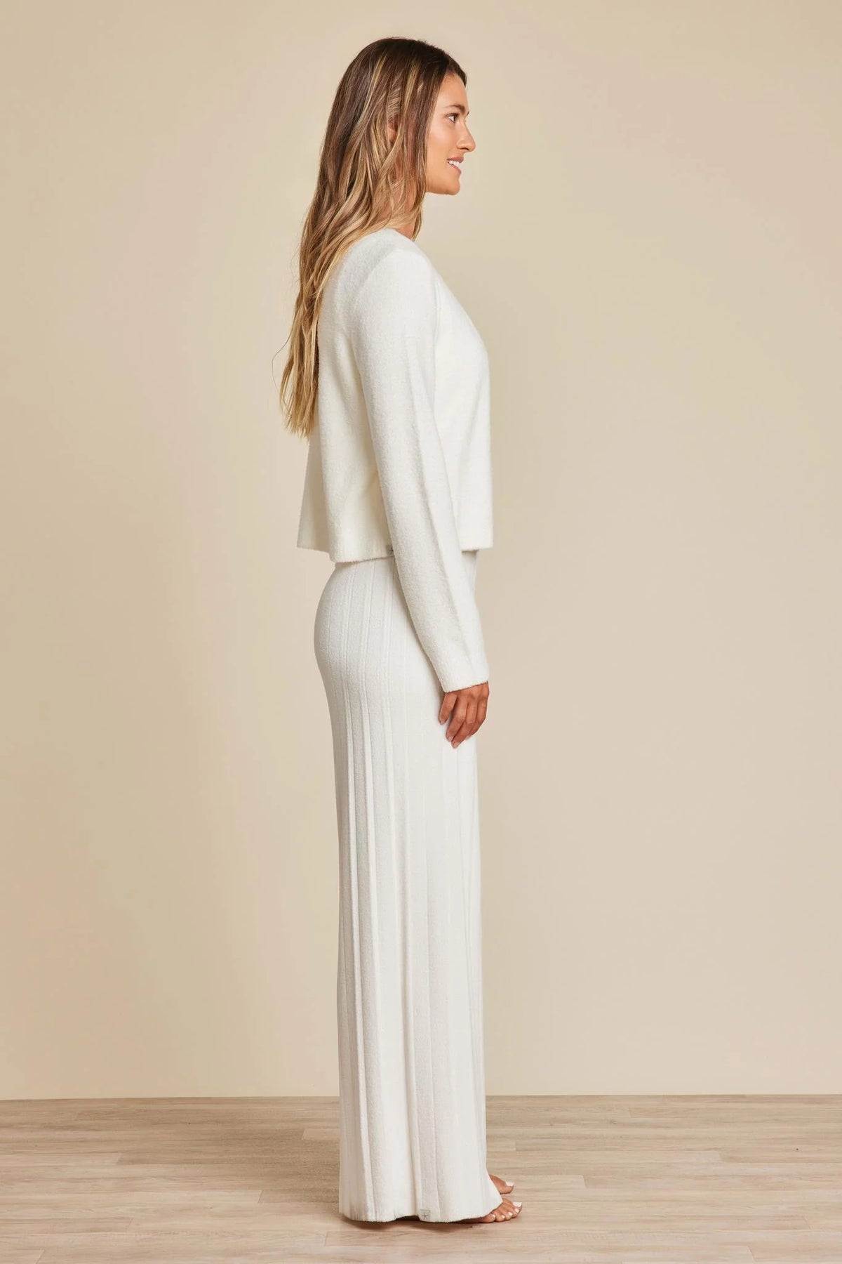 Barefoot Dreams CozyChic Lite® Striped Button Cardigan in pearl