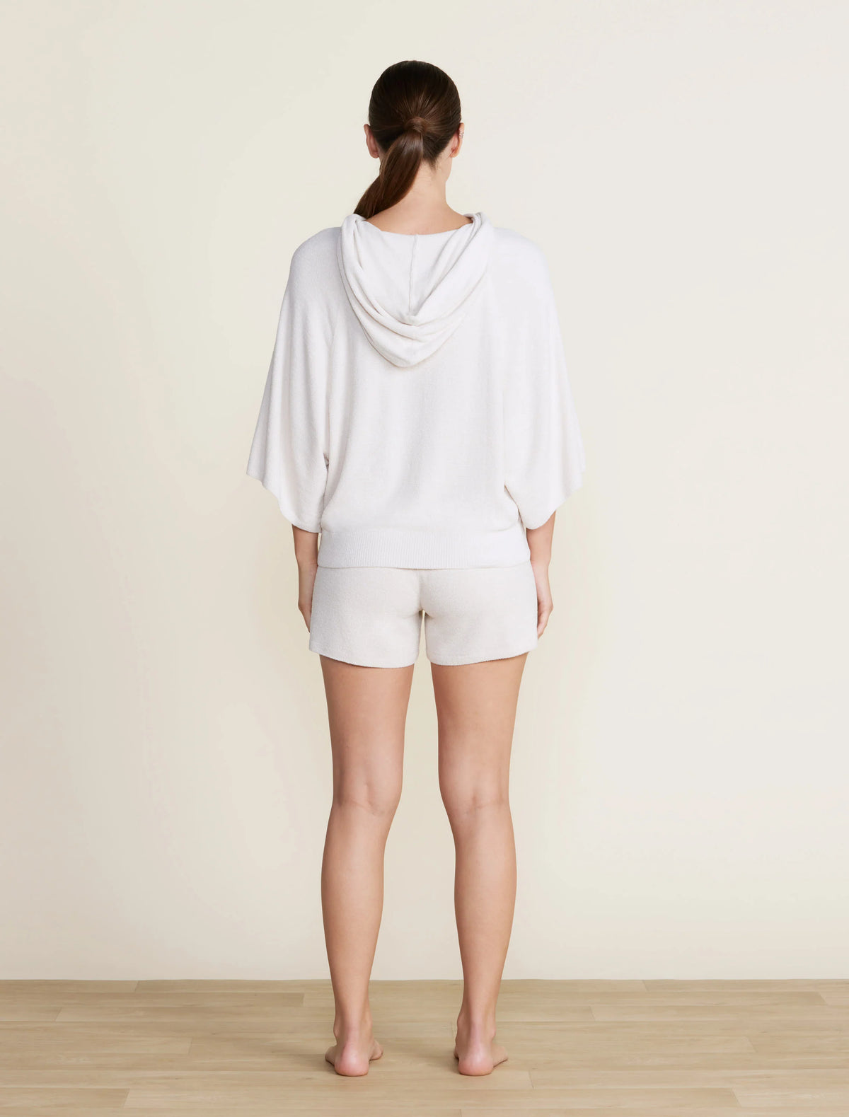 Barefoot Dreams CozyChic Ultra Lite Bell Sleeve Hoodie in sand dune - back view