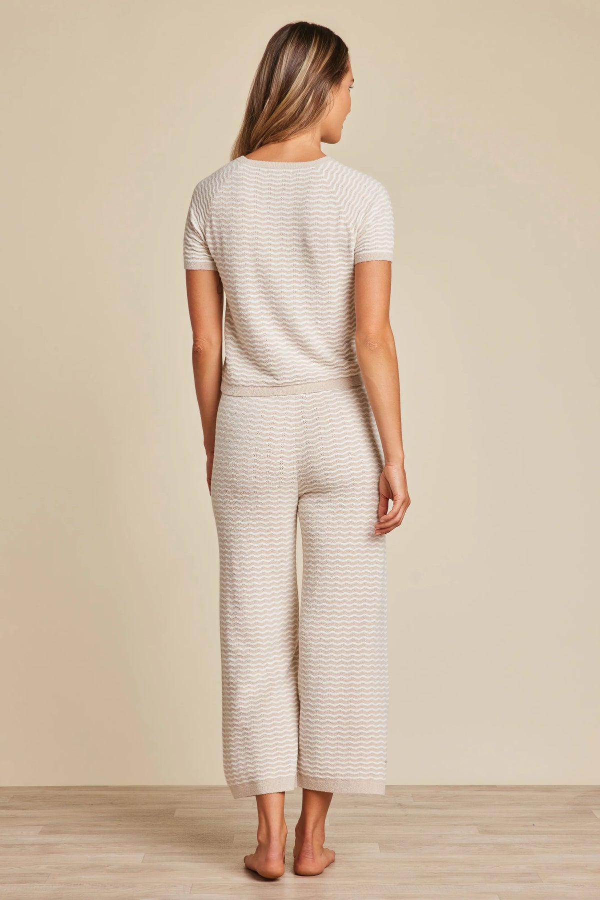 Barefoot Dreams CozyChic Ultra Lite® Pointelle Short Sleeve in stone pearl