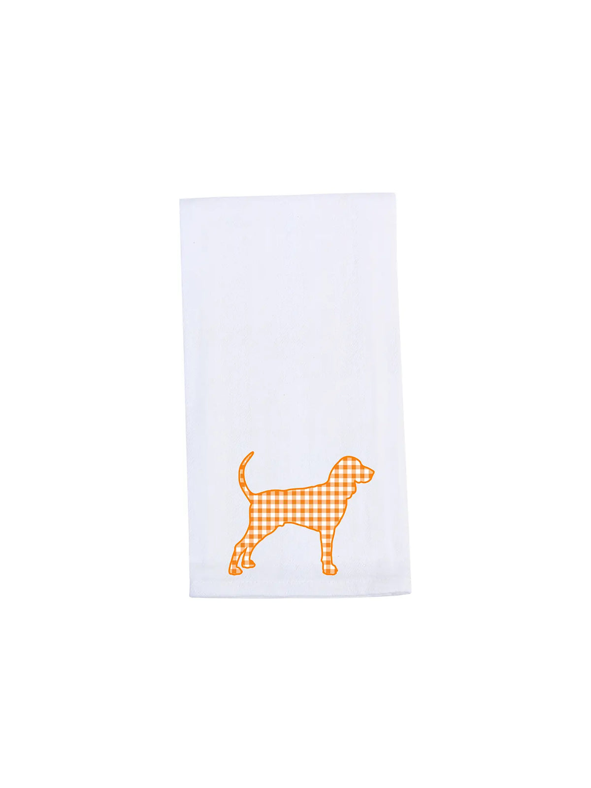 Barrel Down South Orange & White Gingham Bluetick Coonhound Tennessee Tea Towel