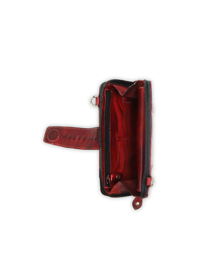 BEDSTU Flee Studded Wallet Red Leather
