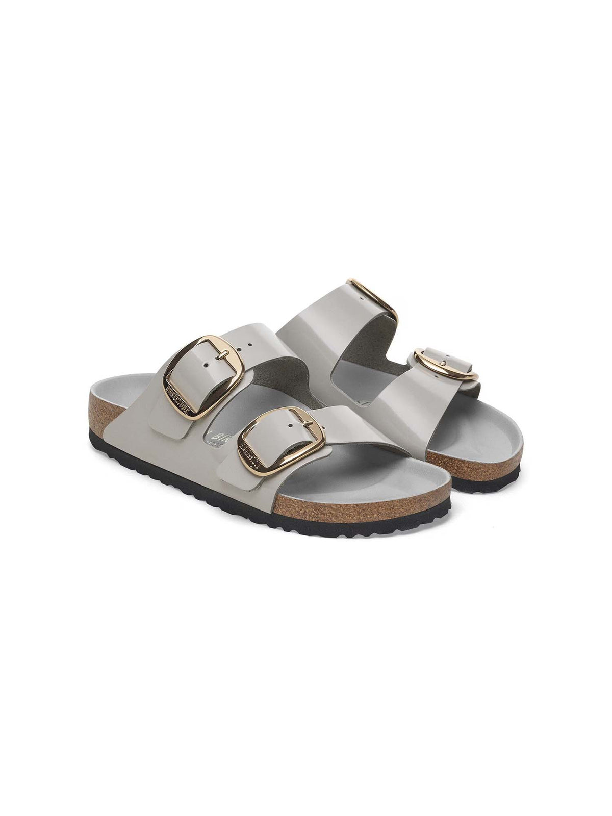 BIRKENSTOCK Arizona Big Buckle Natural Patent Leather High-Shine Stone Coin Narrow