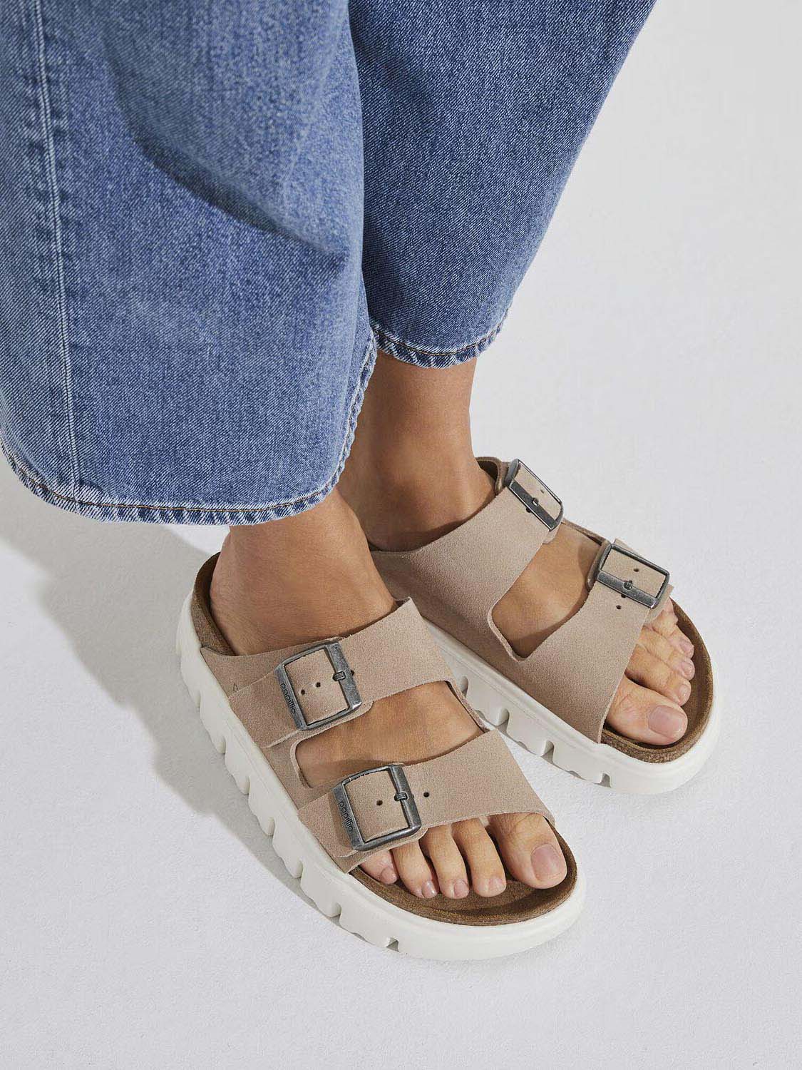 BIRKENSTOCK Arizona Chunky Suede Leather Warm Sand Narrow