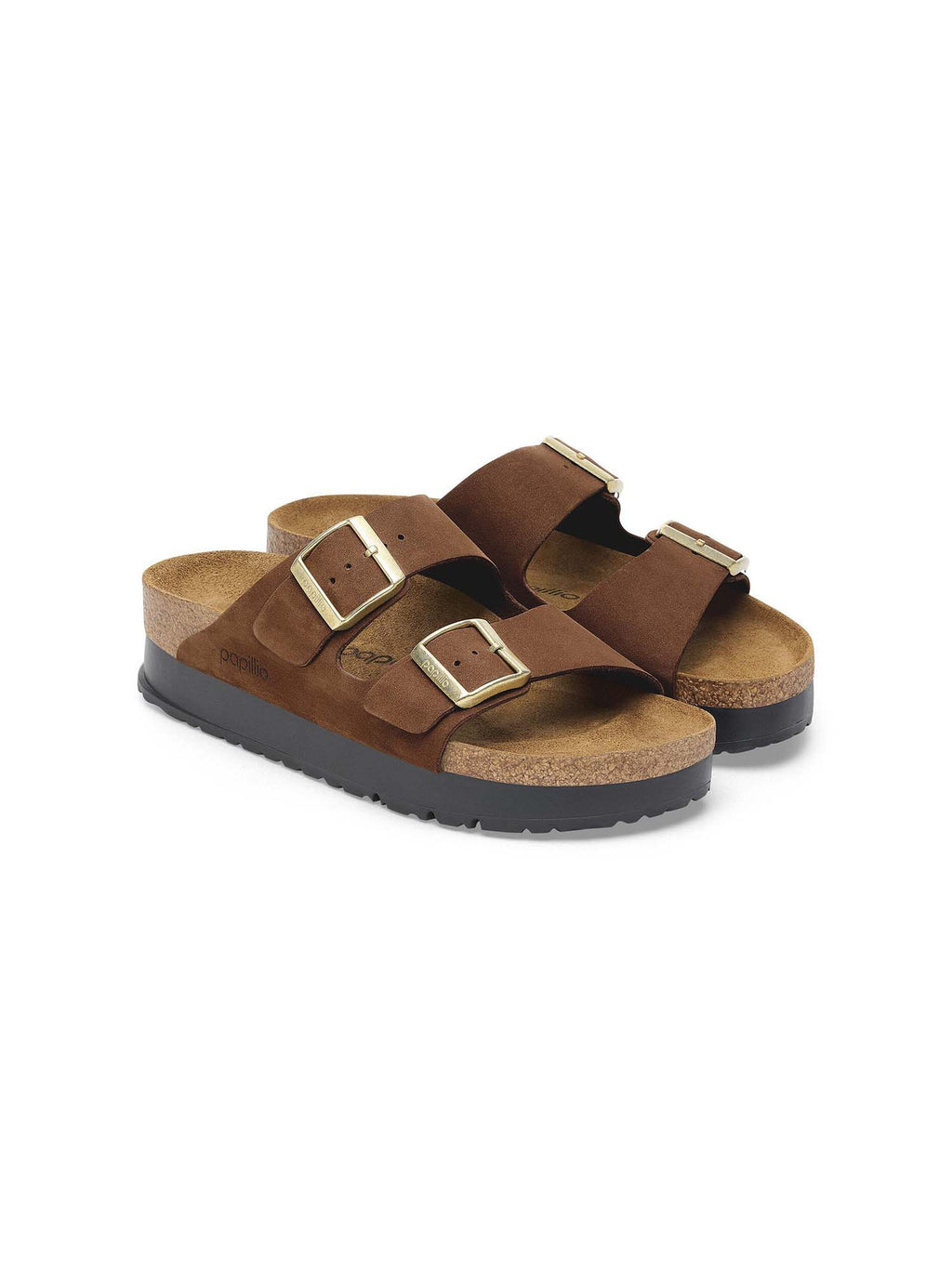 Birkenstock Dark Brown Nubuck Two-Strap Buckle Sandals Arizona Big Buckle Nubuck Leather in Color Carafe  main image 3