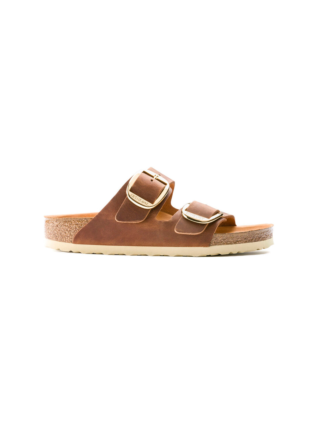 birkenstock arizona big buckle sandals in oiled leather cognac narrow