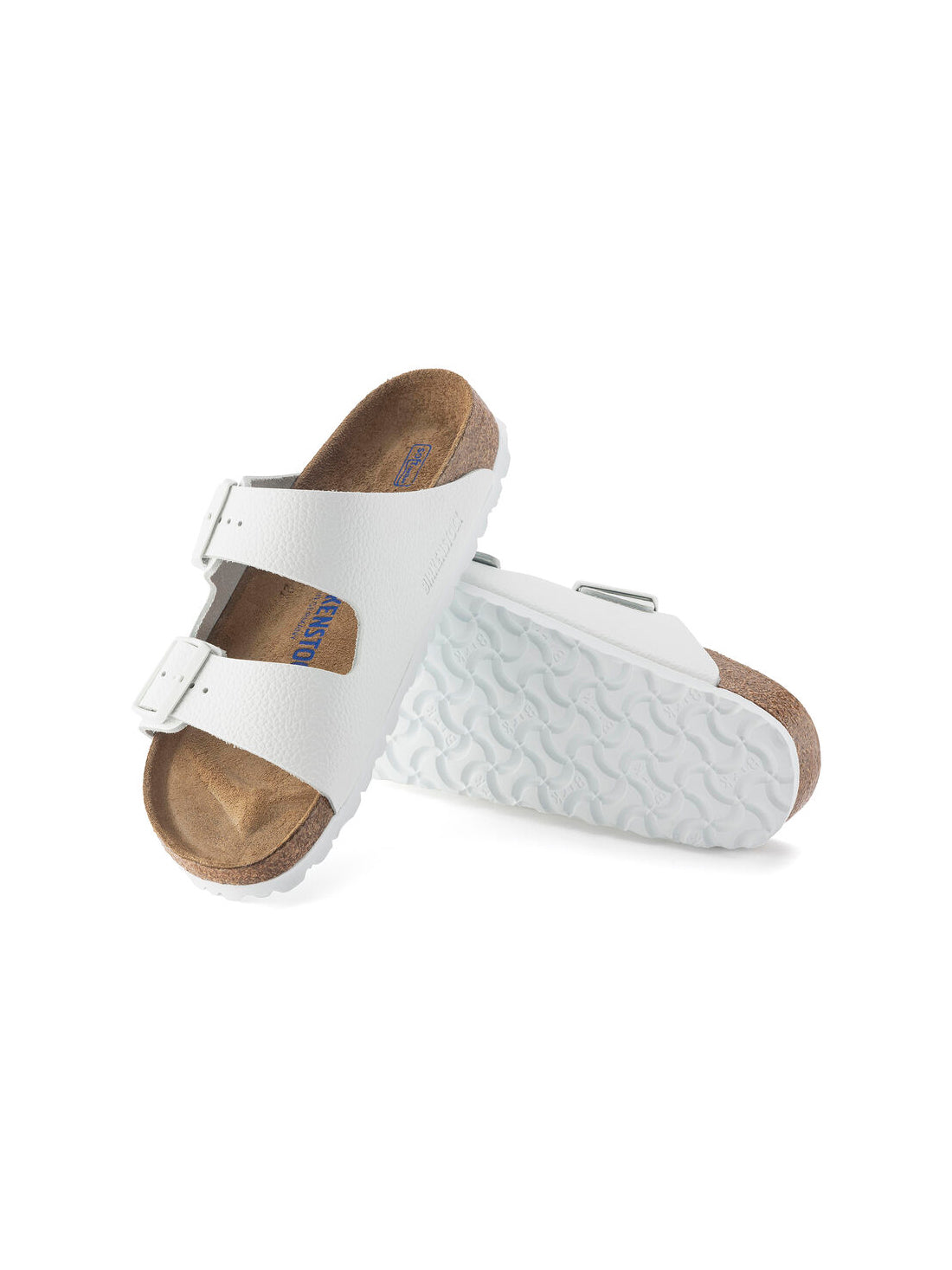 birkenstock arizona soft footbed sandal in white leather narrow