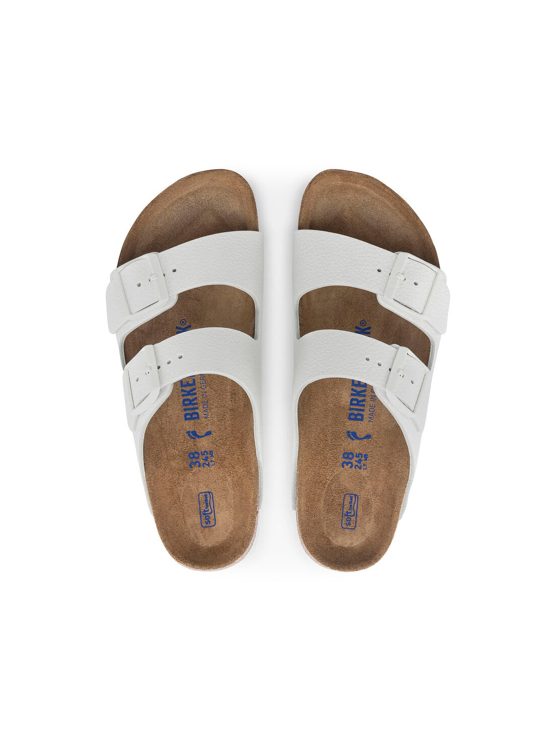 birkenstock arizona soft footbed sandal in white leather narrow