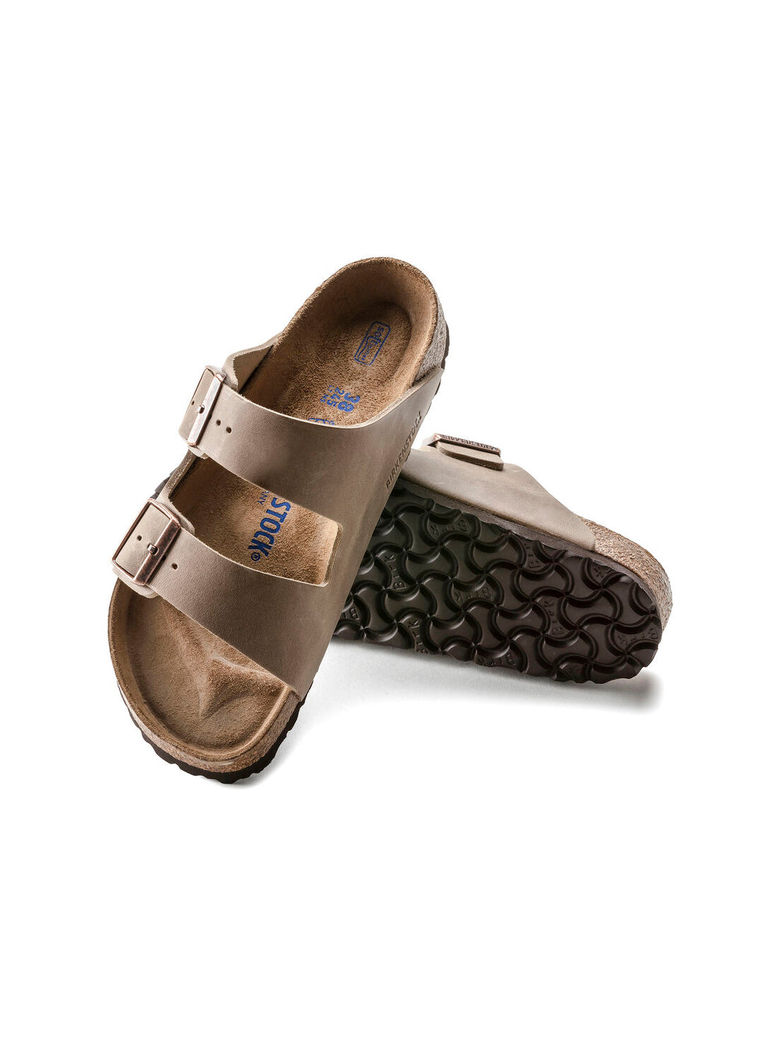 birkenstock arizona soft footbed sandals in oiled leather tobacco brown narrow