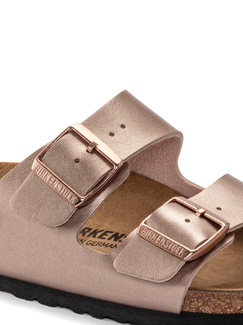 birkenstock arizona sandals in birko-flor copper narrow