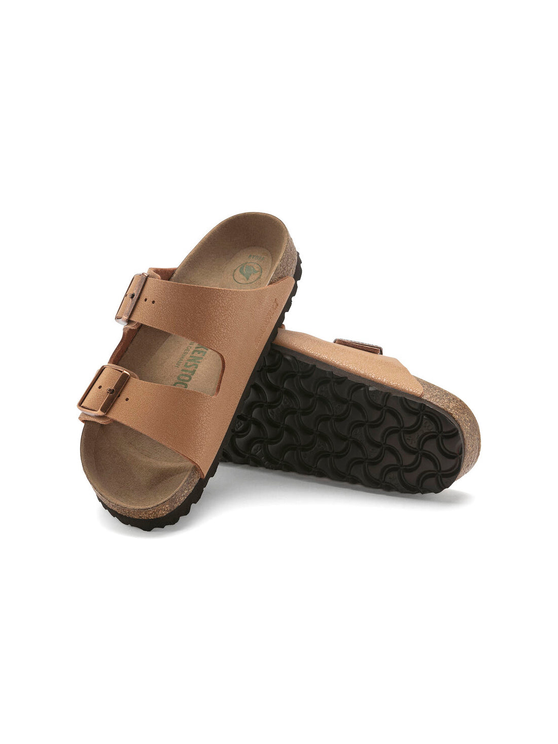 birkenstock arizona sandals in vegan birkibuc pecan narrow