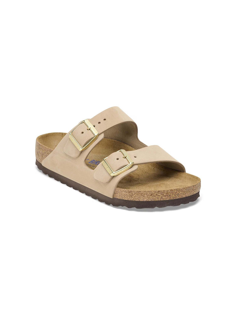 BIRKENSTOCK Arizona Soft Footbed Nubuck Leather Sandcastle Narrow