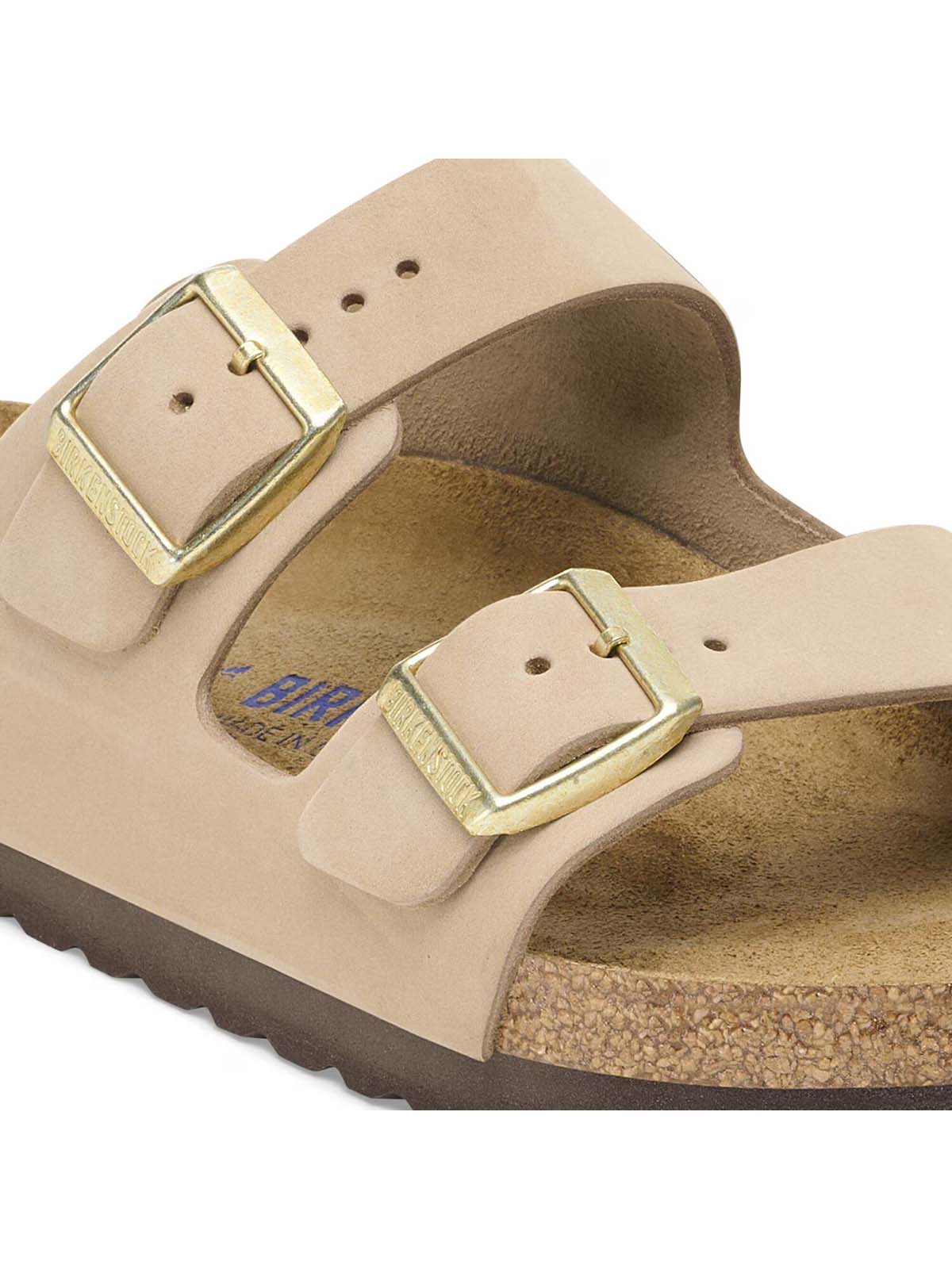 BIRKENSTOCK Arizona Soft Footbed Nubuck Leather Sandcastle Narrow