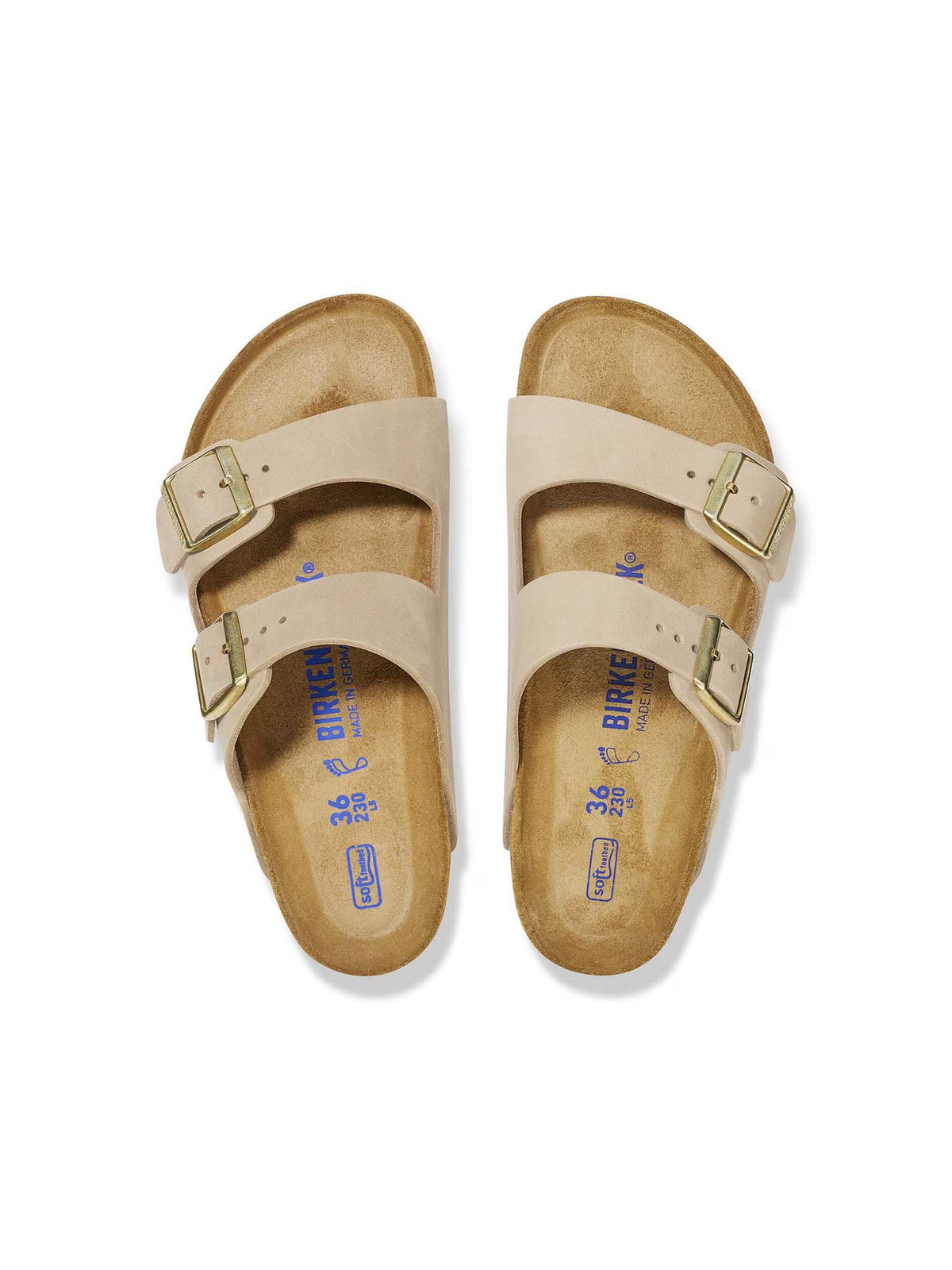 BIRKENSTOCK Arizona Soft Footbed Nubuck Leather Sandcastle Narrow