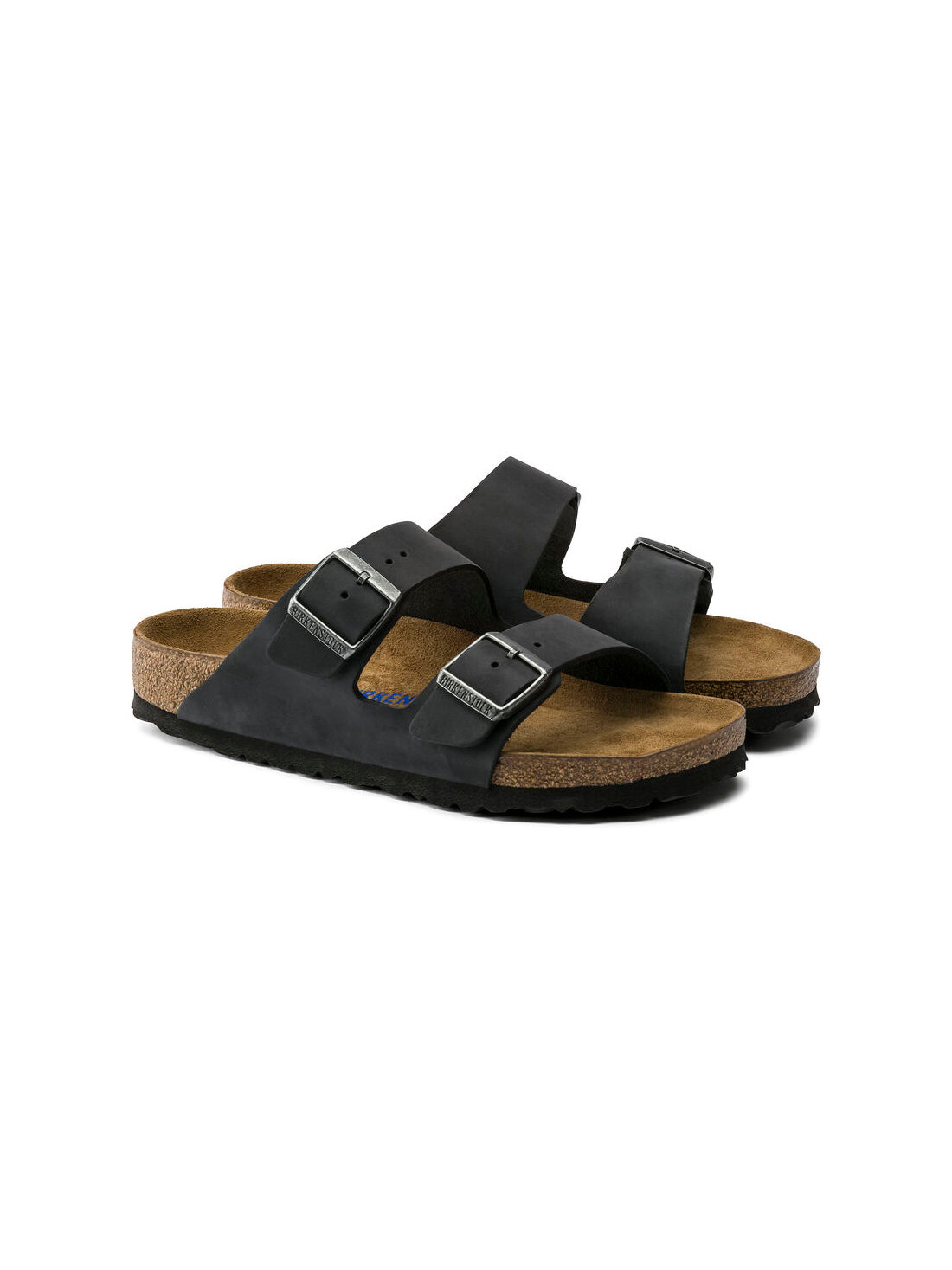 birkenstock arizona soft footbed sandal in oiled leather black