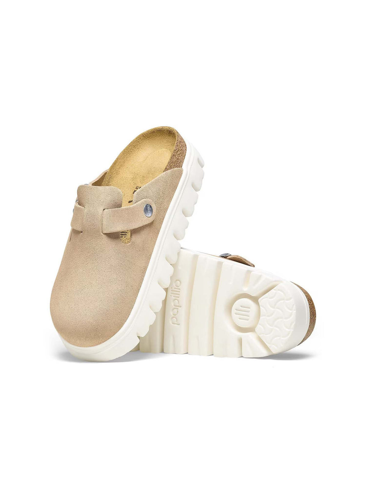 BIRKENSTOCK Boston Chunky Suede Leather Warm Sand Narrow