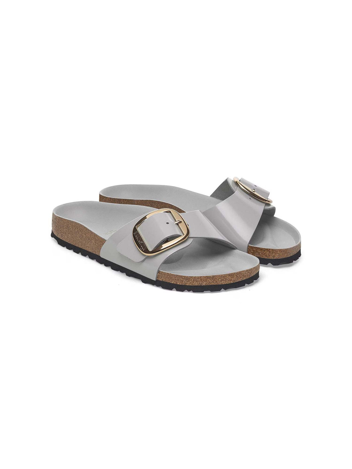 BIRKENSTOCK Madrid Big Buckle Natural Patent Leather High-Shine Stone Coin Narrow