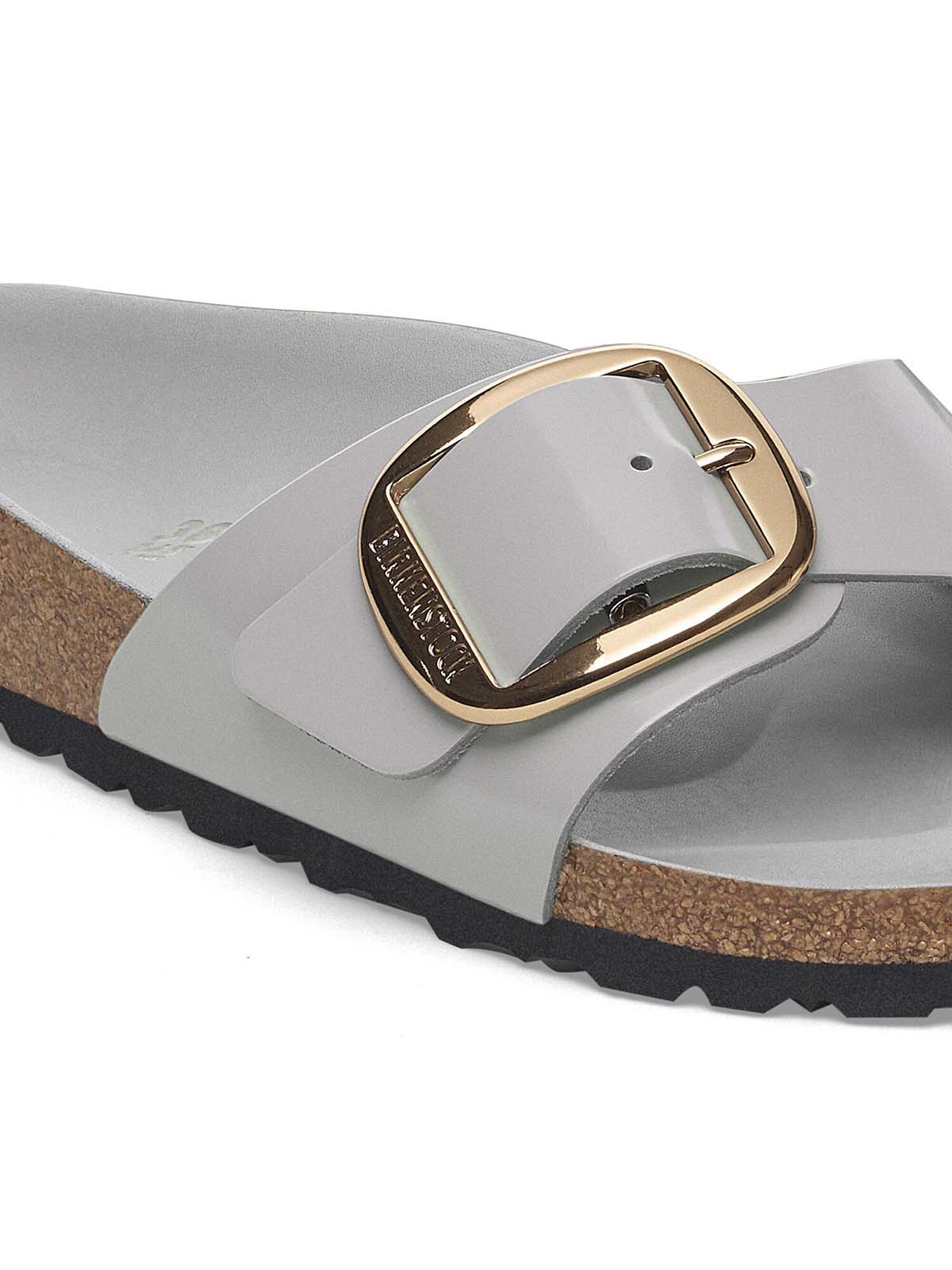 BIRKENSTOCK Madrid Big Buckle Natural Patent Leather High-Shine Stone Coin Narrow