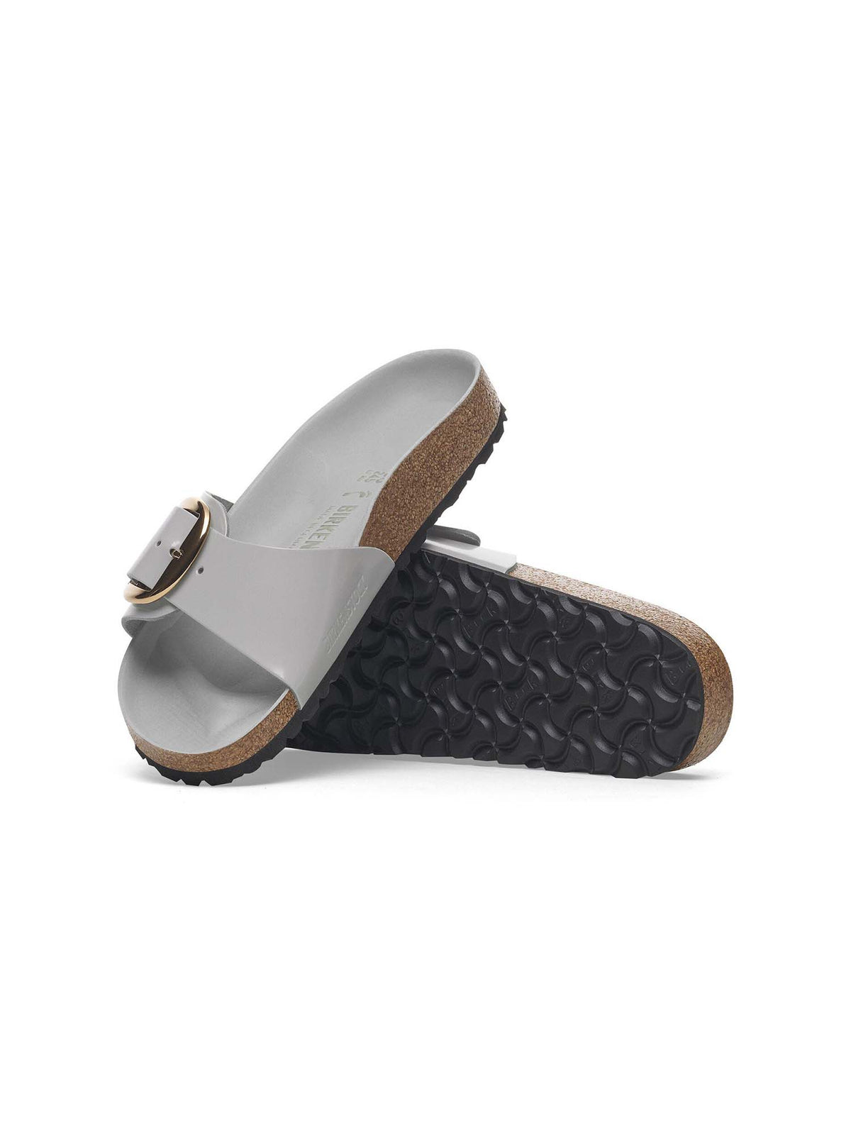 BIRKENSTOCK Madrid Big Buckle Natural Patent Leather High-Shine Stone Coin Narrow