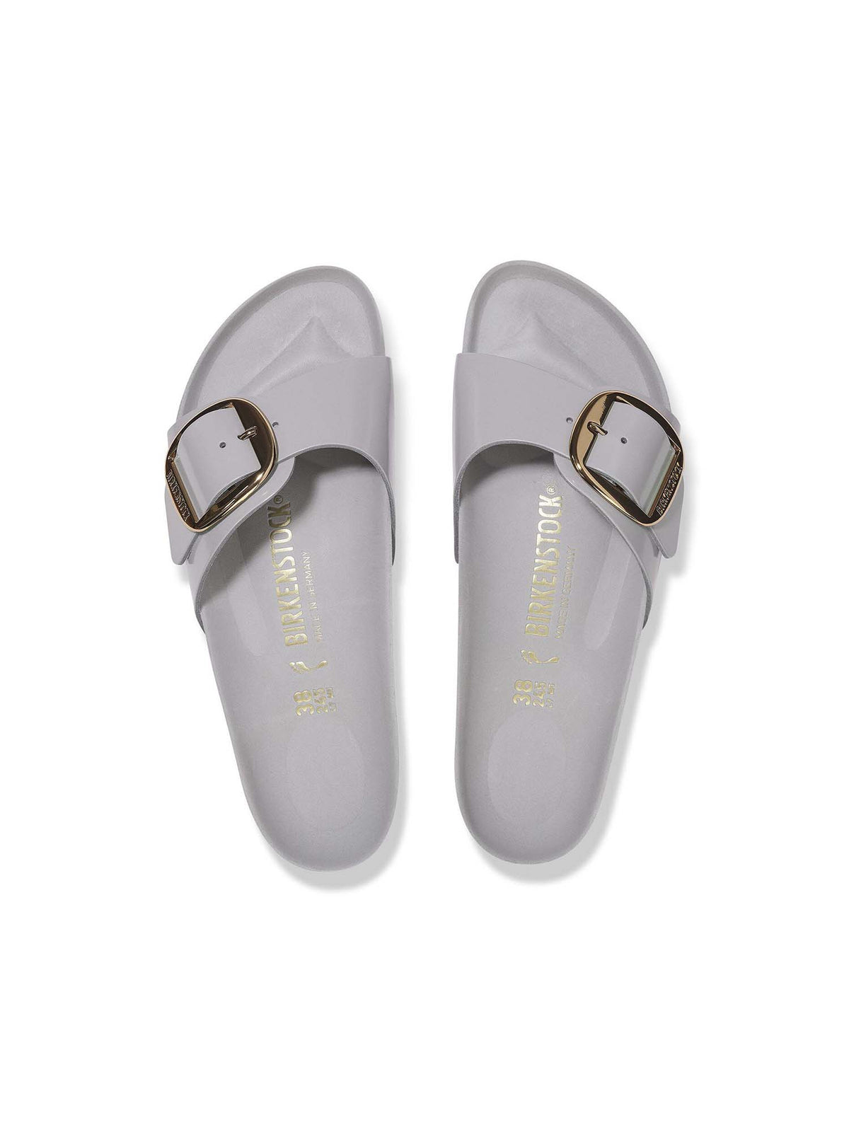 BIRKENSTOCK Madrid Big Buckle Natural Patent Leather High-Shine Stone Coin Narrow