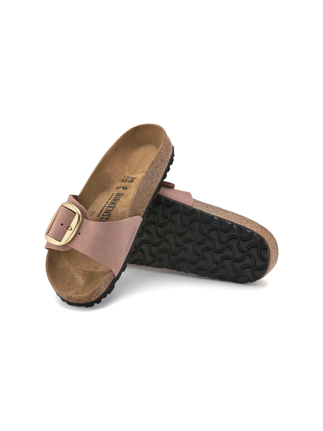 birkenstock madrid big buckle sandal in old rose nubuck leather narrow